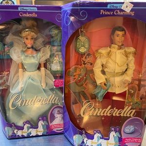 Disney’s Cinderella and Prince charming dolls produced by Mattel.